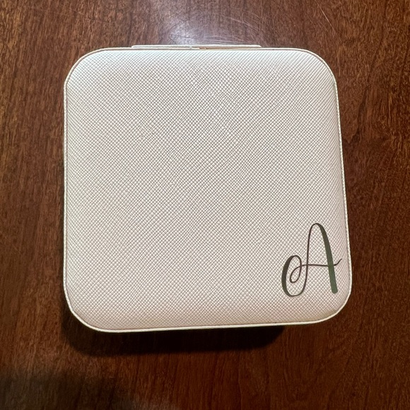 Elegant Cream Jewelry Box with A monogram - Picture 1 of 2